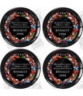 RENAULT FIA F1 Champions Wheel centre Gel Badges Autocollant x4 (Produit compatible)