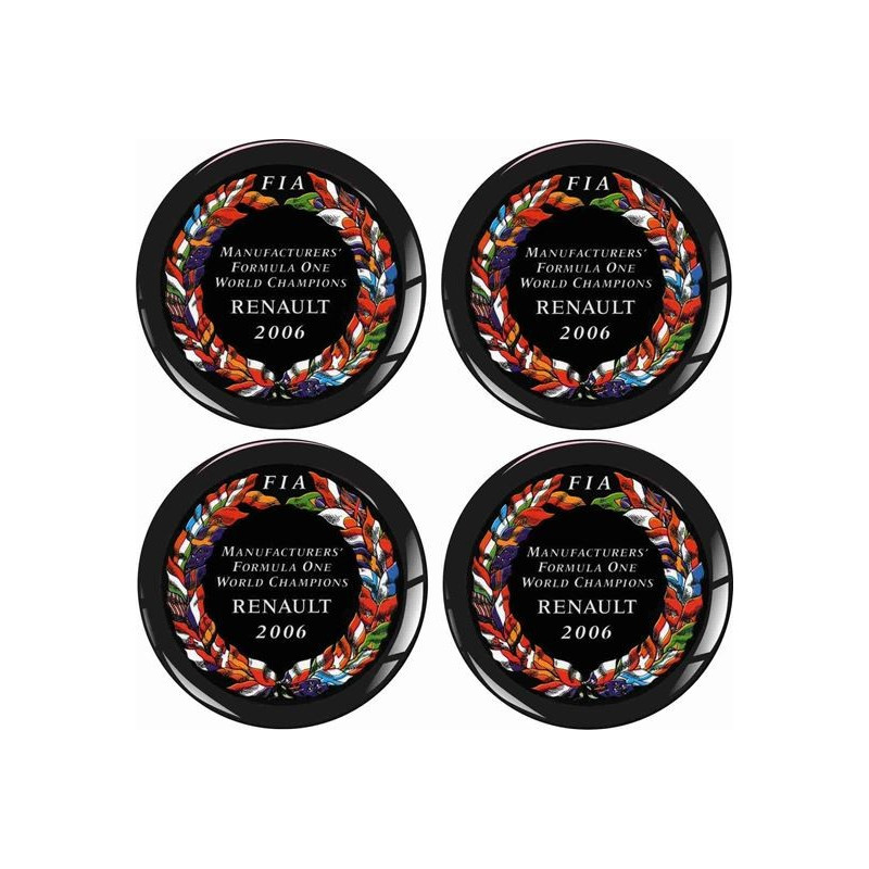 RENAULT FIA F1 Champions Wheel centre Gel Badges adesivos x4