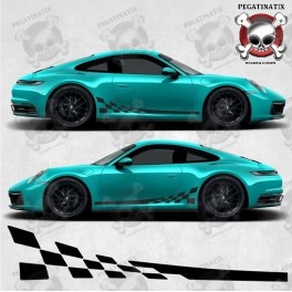 PORSCHE 992 side chequer Stripes STICKERS (Compatible Product)