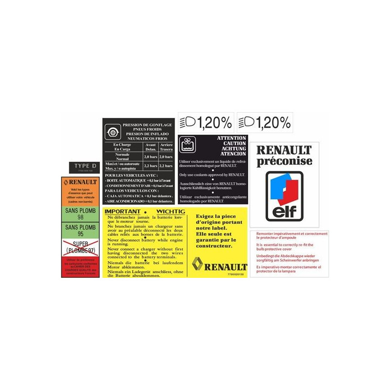 Renault Clio Williams / 16S replacement Engine DECALS (Compatible Product)