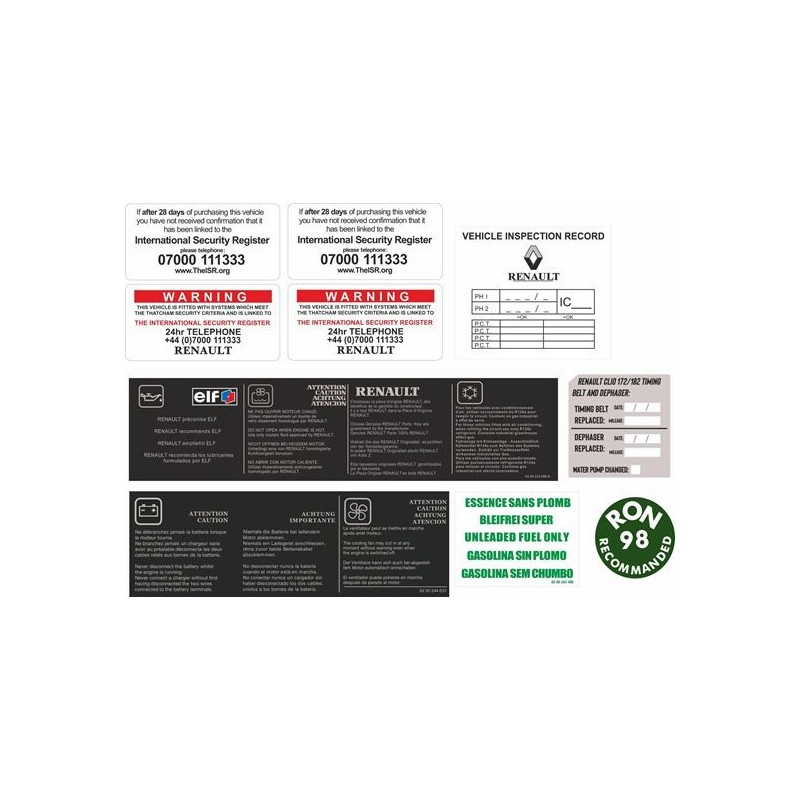 Renault Clio MK2 182 Sport DECALS (Compatible Product)