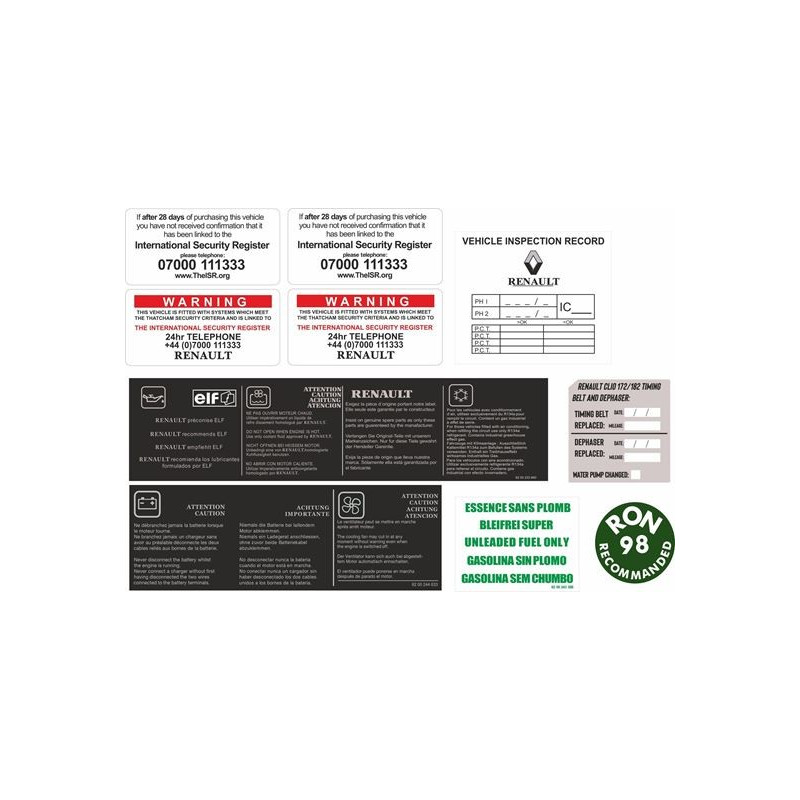 Renault Clio MK2 172 Sport DECALS (Compatible Product)