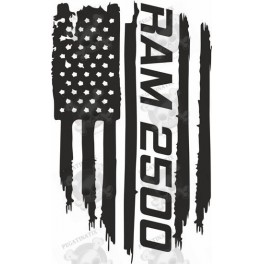 Dodge Ram 2500 distressed Flag Hood Decal Stickers (Compatible Product)