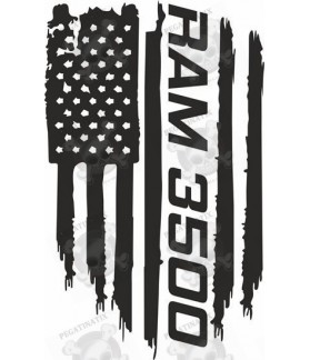 Dodge Ram 3500 distressed Flag Hood Decal Stickers (Compatible Product)