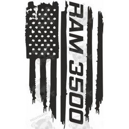 Dodge Ram 3500 distressed Flag Hood Decal Stickers (Compatible Product)
