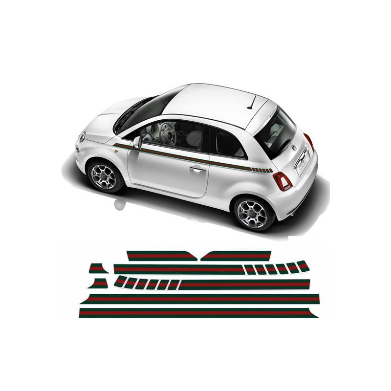 Fiat 500 Gucci Style side Stripes DECALS (Compatible Product)