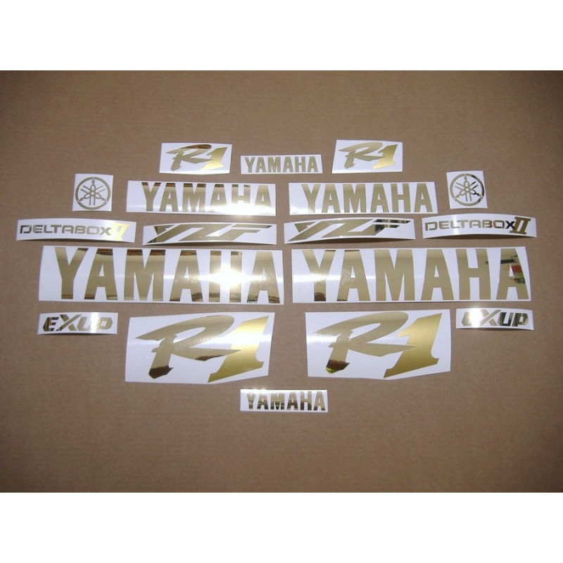 YAMAHA YZF-R1 YEAR 1998-2001 CHROME GOLD ADESIVI (Prodotto compatibile)