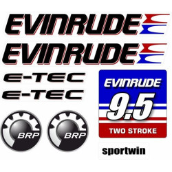 Evinrude 9.5HP E-tec Boat DECALS (Compatible Product)