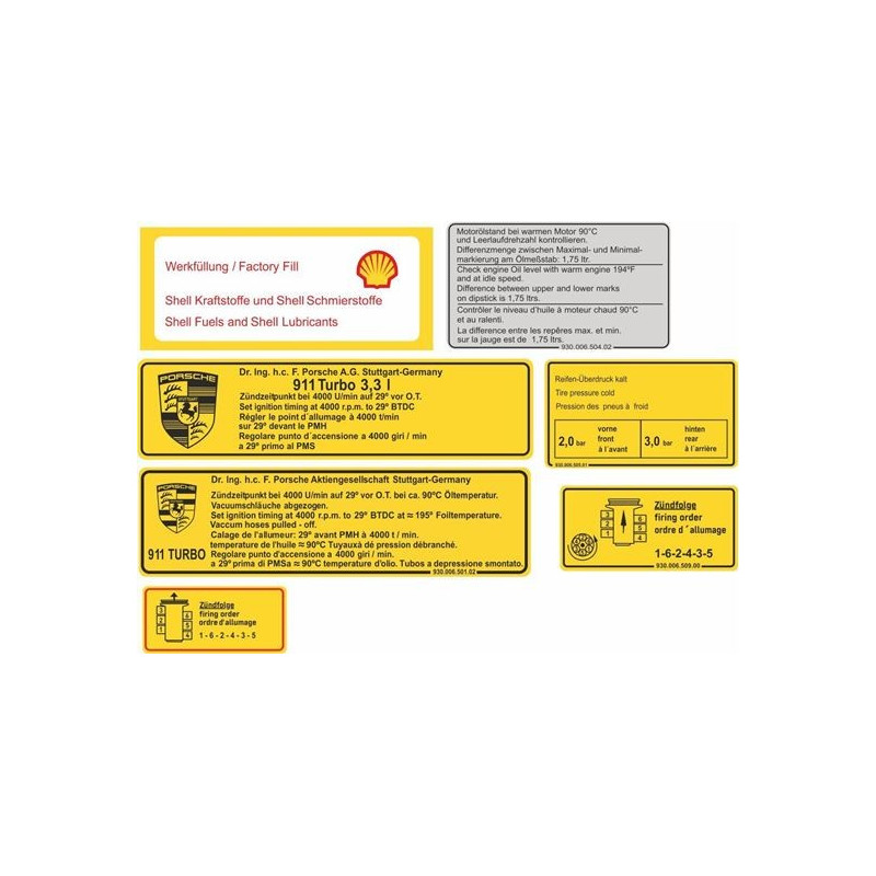 PORSCHE 930 Turbo 1978 - 1989 Engine Engine ADESIVOS (Produto compatível)