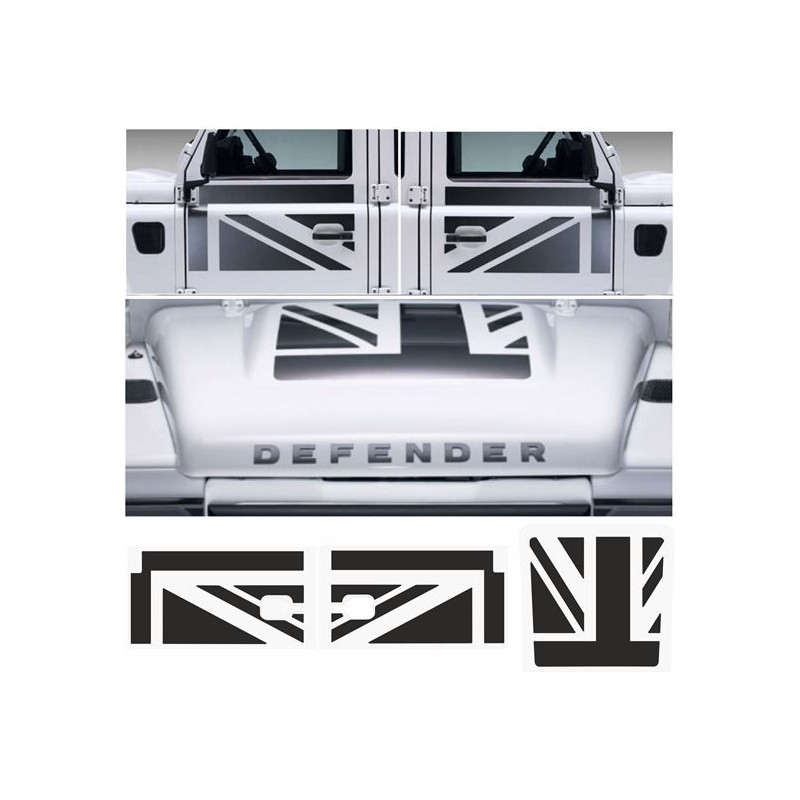 Defender 90 / 110 Union Jack side and Bonnet autocollant  (Produit compatible)