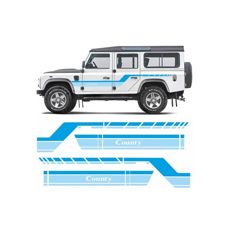 Defender 110 County 1984 - 1986 side Stripes AUTOCOLLANT (Prodotto compatibile)