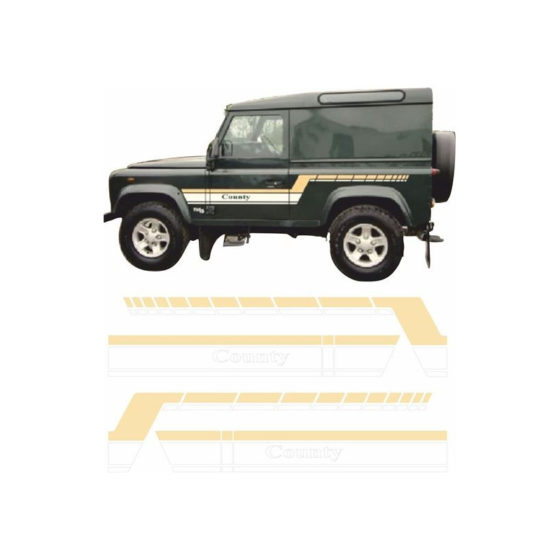 Defender 90 County 1984 - 1986 side Stripes autocollant  (Produit compatible)