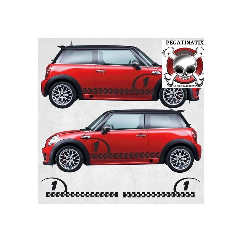 Mini R56 / R57 Chequered side Stripes ADHESIVOS (Producto compatible)