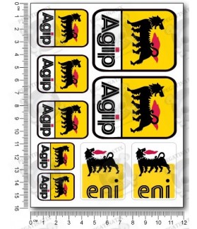 Agip Sponsors silver metallic Large Decal set 12x16 cm Laminated 31 stickers