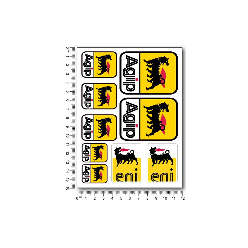 Agip Sponsors silver metallic Large Decal set 12x16 cm Laminated 31 stickers