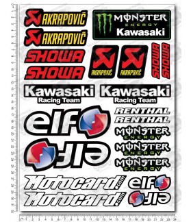Kawasaki ZX-10R WSB Sponsors Large Decal set 24x32 cm 22 stickers Laminated