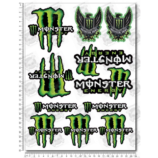 Monster Energy Sponsors Large Decal set 24x32 cm 22 stickers Laminated  (Produto compatível) - Pegatinatix