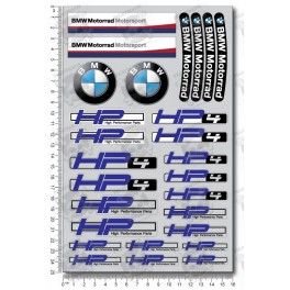 BMW HP4 Medium 2 parts sticker set 16x25 cm Laminated 27 pcs 