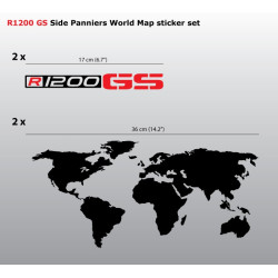 BMW R1200 GS Side Panniers World Map Decal set