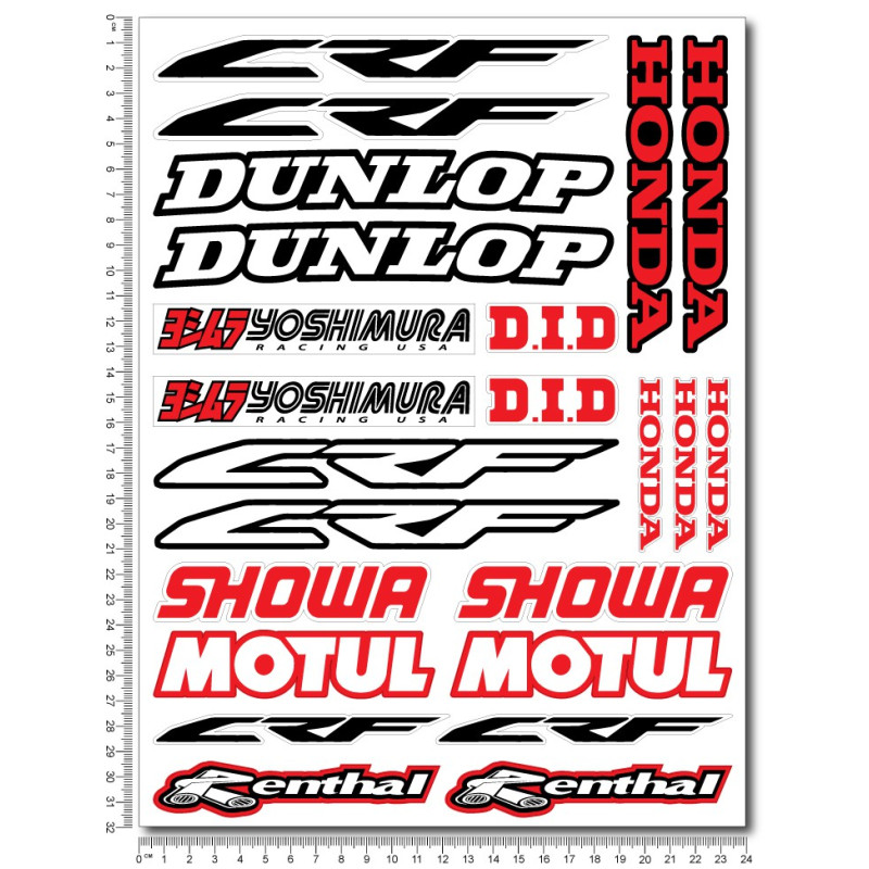 Honda CRF motocross Sponsors Large Decal set 24x32 cm Laminated