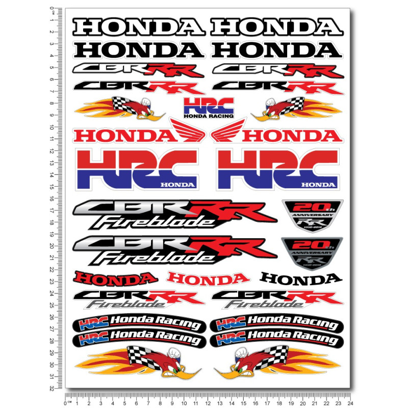 HONDA CBR RR Woody Large fairing Decal set 24x32 cm 600RR 1000RR Laminated