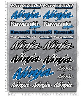 Kawasaki Ninja Large Decal set 24x32 cm 22 stickers Laminated (Prodotto compatibile)
