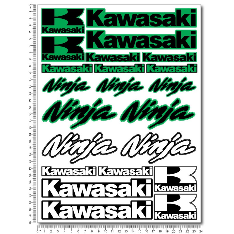 Kawasaki Large Decal set 24x32 cm Laminated