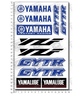 YAMAHA GYTR YZF YAMALUBE medium Decal set 16x26 cm Laminated (Produit compatible)