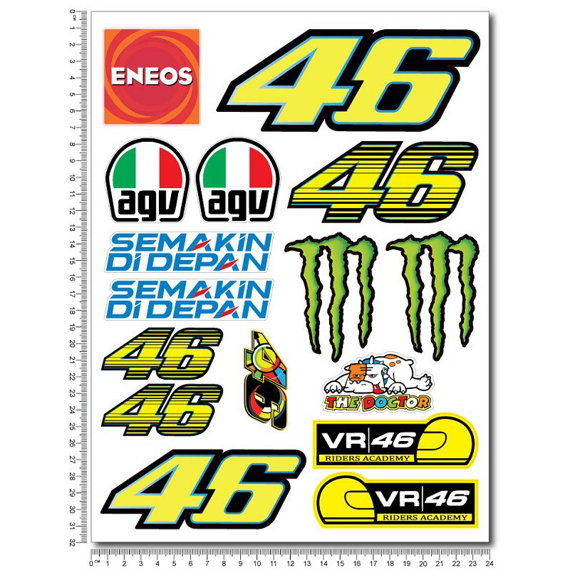 Valentino Rossi 46 The Doctor Large Decal set 24x32 cm Laminated