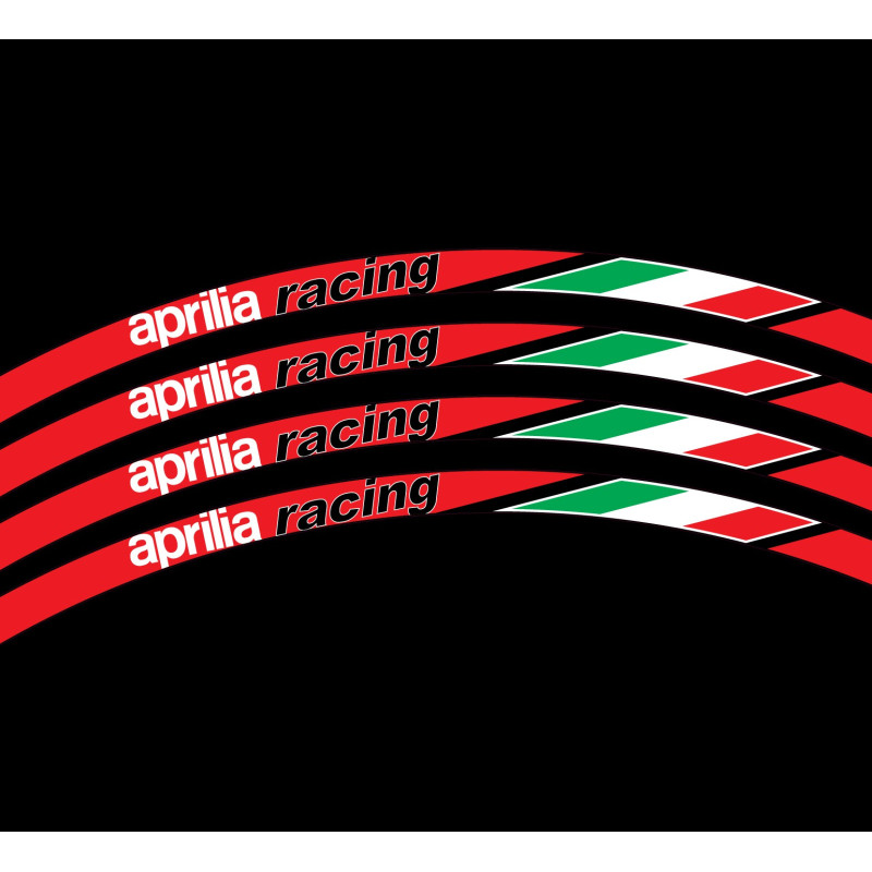 APRILIA Racing Italian flag Wheel decals rim stripes 16 pcs. Laminated full color