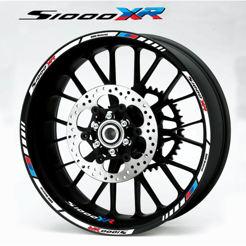 BMW S1000XR 3 Way Wheel decals stickers rim stripes 12 pcs. Laminated full color Motorsport 