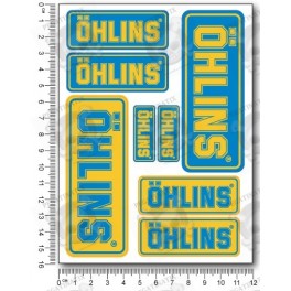 OHLINS small Decal set 12x16 cm 8 stickers yellow Laminated