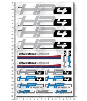 BMW HP4 Medium 2 parts sticker decals set 16x26 cm Laminated 17 pcs metallic