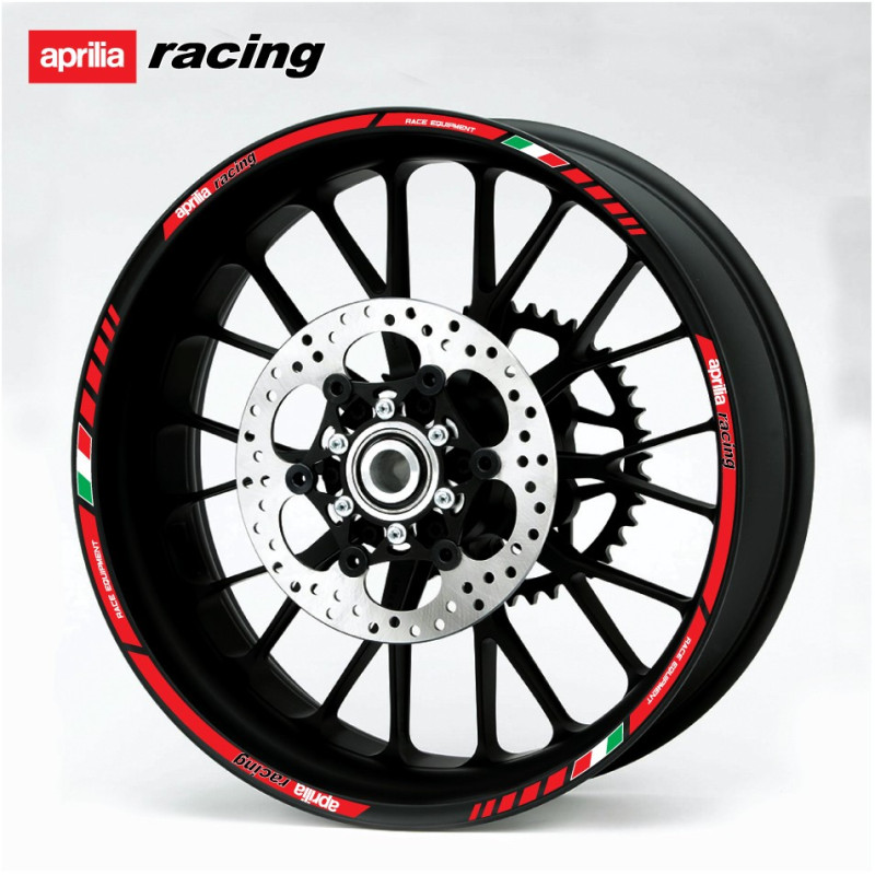 Aprilia Racing Wheel decals rim stripes 12 pcs. stickers Laminated RSV Tuono Red