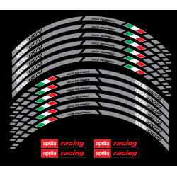 Aprilia Racing Wheel decals rim stripes 12 pcs. Laminated full color RSV Tuono Grey