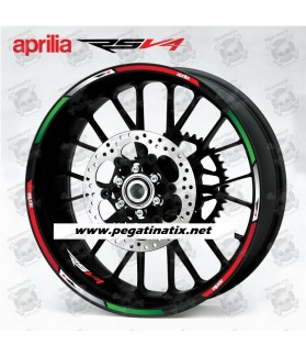 Aprilia RSV4 tricolore Wheel decals stickers rim stripes 12 pcs. RSV 4 Factory Laminated (Prodotto compatibile)