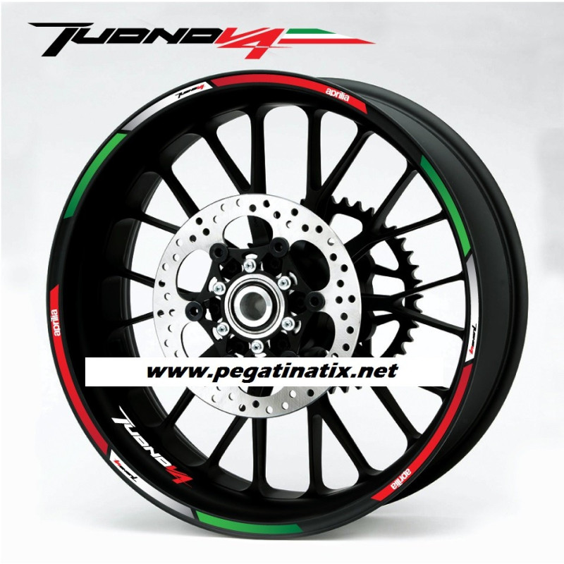 Aprilia Tuono V4 Tricolore Wheel decals stickers rim stripes 12 pcs. RSV 