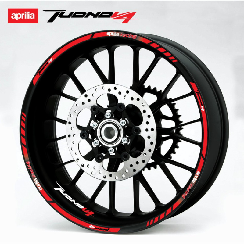 Aprilia Tuono V4 3 Way Wheel decals rim stripes 12 pcs. Laminated full color