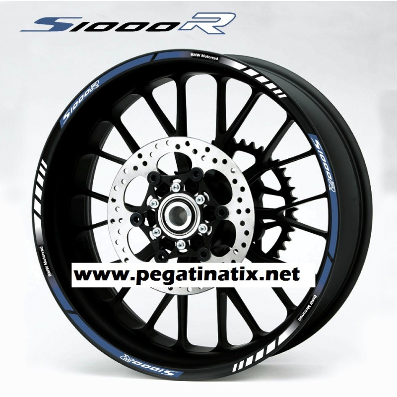 BMW S1000R wheel decals rim stripes 12 pcs. stickers Laminated S1000 R Blue