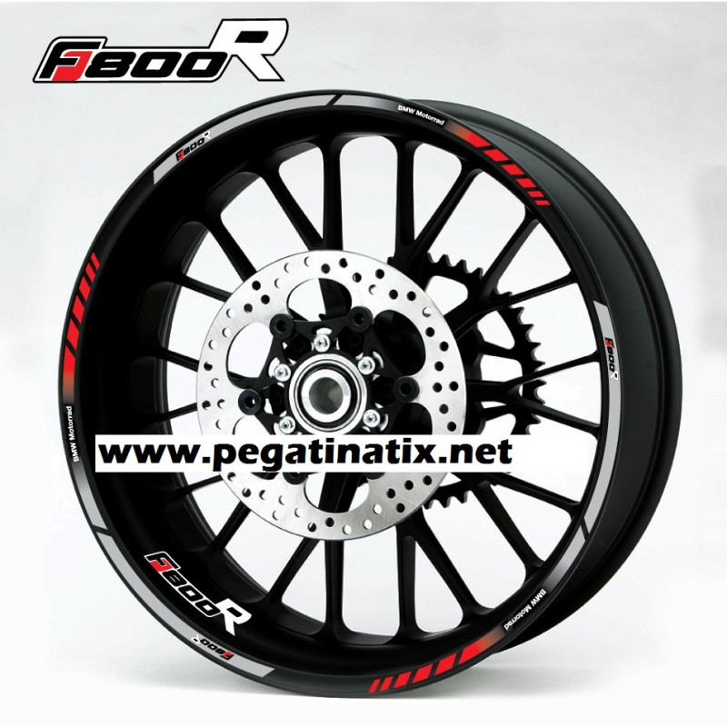 BMW F800R wheel decals stickers rim stripes Laminated f800 R Red Grey
