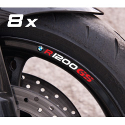 BMW R1200GS small Wheel decals rim stripes 8 pcs. r1200 GS Laminated