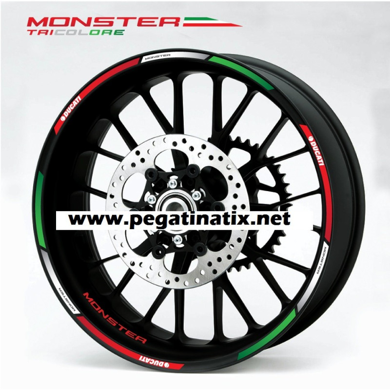 DUCATI Monster Tricolore wheel stickers decals rim stripes 12 pcs. Laminated 1100 1200