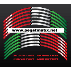 DUCATI Monster Tricolore wheel stickers decals rim stripes 12 pcs. Laminated 1100 1200