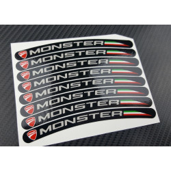8 x DUCATI MONSTER small wheel decals rim stripes Laminated flag