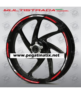 Ducati Multistrada 1200 wheel decals stickers rim stripes 12 pcs. logo Red white (Compatible Product)
