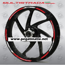 Ducati Multistrada 1200 wheel decals stickers rim stripes 12 pcs. logo Red white