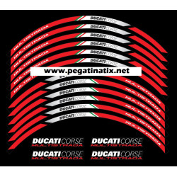 Ducati Multistrada 1200 wheel decals stickers rim stripes 12 pcs. logo Red white