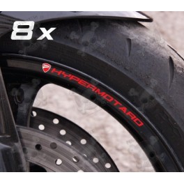 8 x DUCATI HYPERMOTARD small wheel stickers decals rim stripes