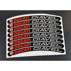 8 x DUCATI DIAVEL small Wheel decals rim stripes Laminated flag