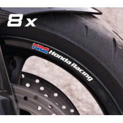 Honda Racing HRC small Wheel decals rim stripes 8 pcs. Laminated 